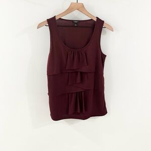 Talbots Ruffle Front Knit Tank Burgundy Size Small